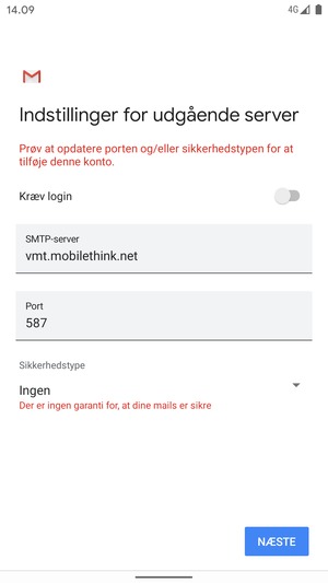 Vælg NÆSTE