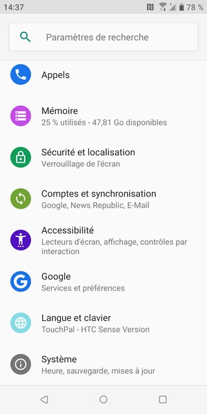 Faites défiler et sélectionnez Système