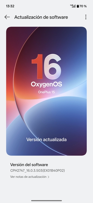 Si su teléfono está actualizado, verá la siguiente pantalla