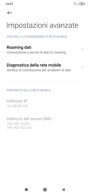Seleziona Roaming dati