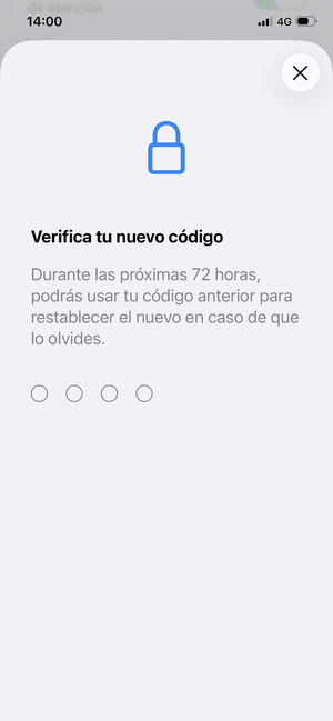 Vuelva a introducir su nuevo código de acceso