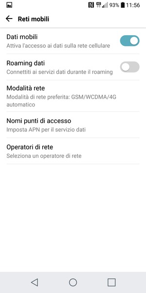 Seleziona Modalità rete