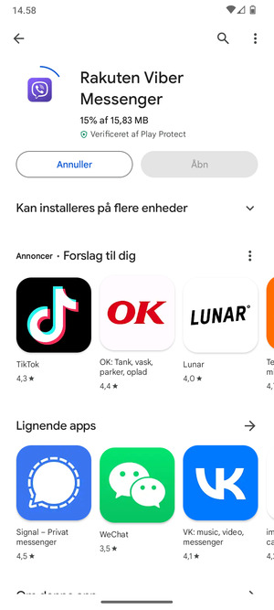 Afvent at installeringen er afsluttet