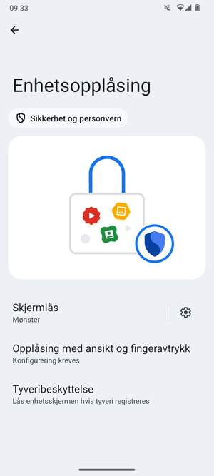 Telefonen din er nå sikret med en skjermlås