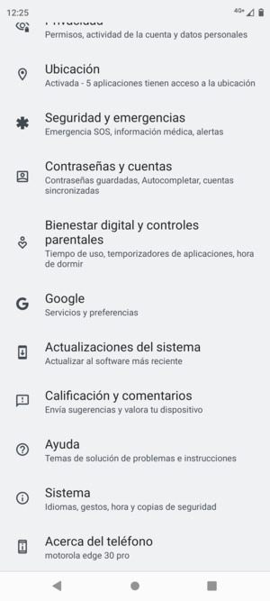 Desplácese y seleccione Actualizaciones del sistema