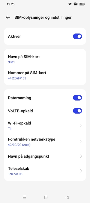 Slå Dataroaming til eller fra
