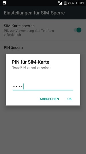 Bestätigen Sie Ihre neue PIN und wählen Sie OK