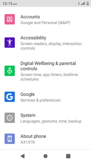 Scroll to and select About phone