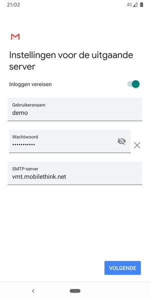 Voer Uitgaand serveradres in
