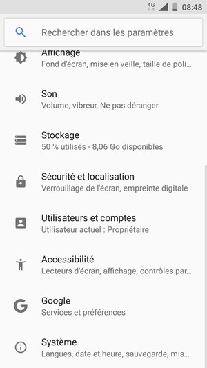 Faites défiler et sélectionnez Sécurité et localisation