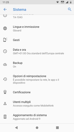 Seleziona Aggiornamento di sistema