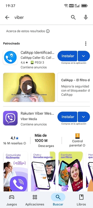 Seleccione la aplicación