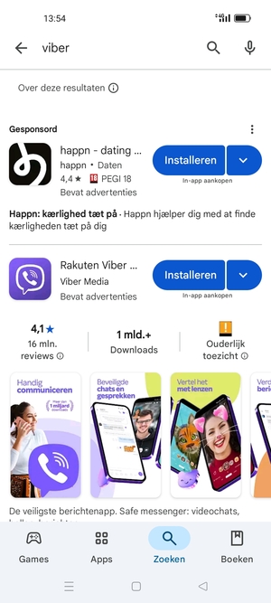 Selecteer de app