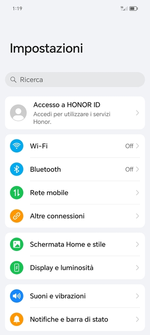 Seleziona Rete mobile