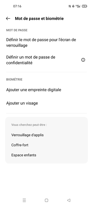 Sélectionnez Définir le mot de passe pour l'écran de verrouillage