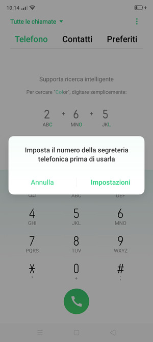 Se la segreteria telefonica non è configurata, seleziona Impostazioni