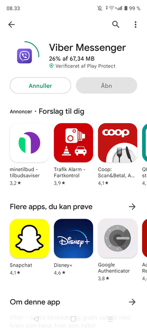 Afvent at installeringen er afsluttet