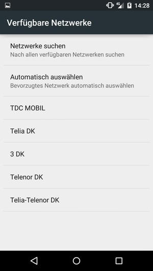 Wählen Sie einen Netzbetreiber von der Liste