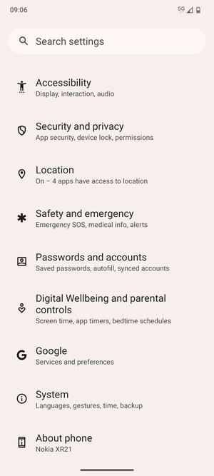 Scroll to and select System