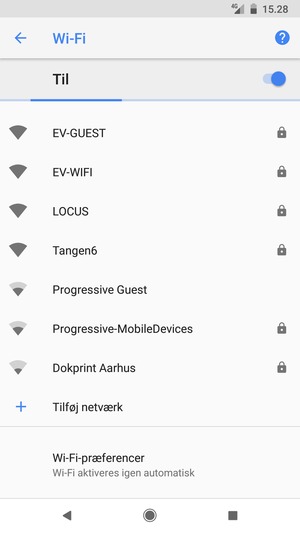 Vælg det trådløse netværk, du ønsker at oprette forbindelse til