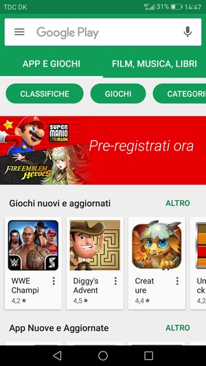 Seleziona la barra di ricerca