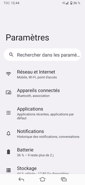 Sélectionnez Réseau et Internet
