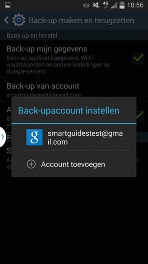 Selecteer uw back-up-account