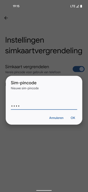 Voer uw Nieuwe sim-pincode in en selecteer OK