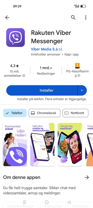 Velg Installer