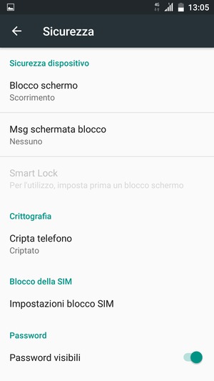 Seleziona Impostazioni blocco SIM