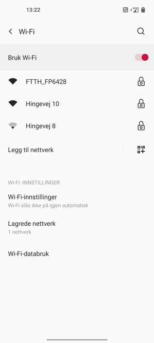 Velg det trådløse nettverket du vil koble til