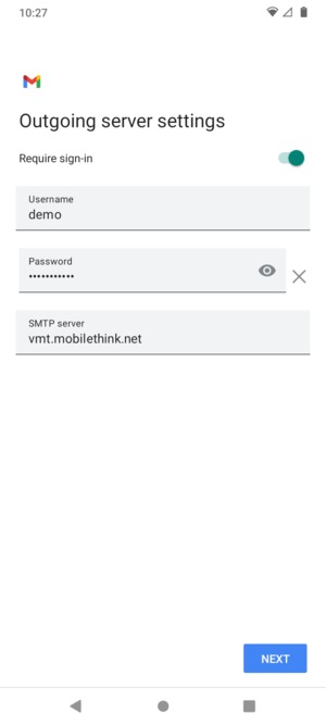 Enter  Outgoing server address