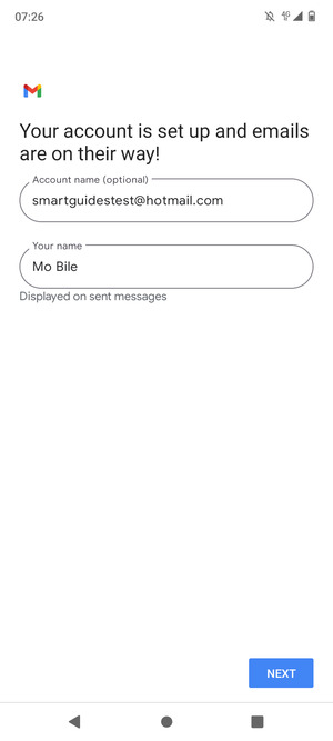 Give your account a name and enter your name. Select NEXT