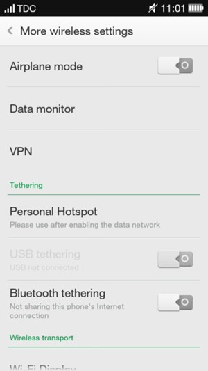 Select Personal Hotspot