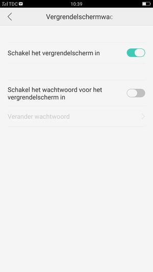 Schakel Schakel het wachtwoord voor het vergrendelscherm in in