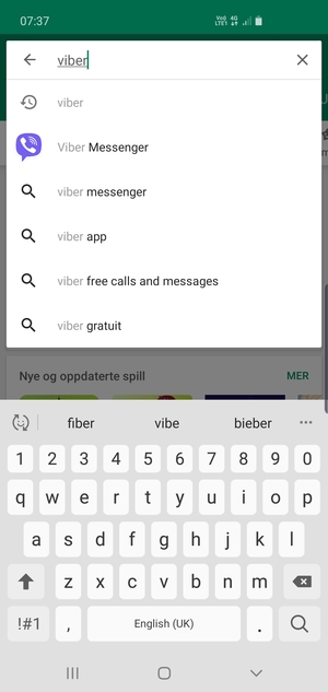 Skriv inn applikasjonsnavnet og velg Søk