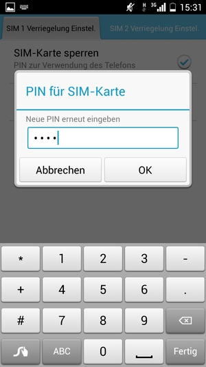 Bestätigen Sie Ihre neue PIN für SIM-Karte und wählen Sie OK