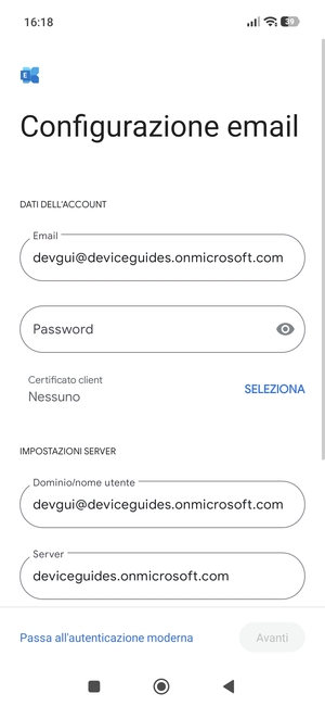 Inserisci la tua password