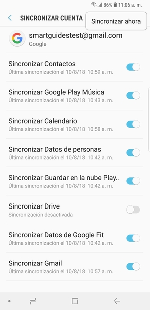Seleccione Sincronizar ahora