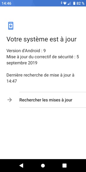 Si votre téléphone est à jour, vous verrez l'écran suivant
