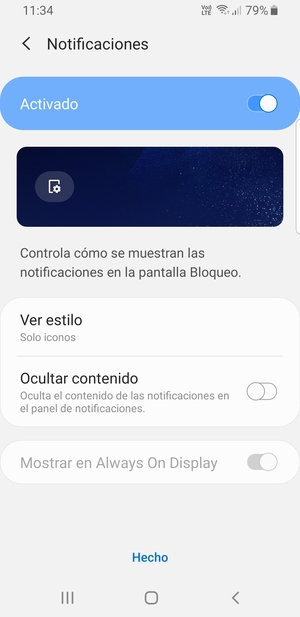 Seleccione la opciones deseada y seleccione Hecho