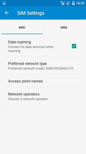 Turn Data roaming on or off