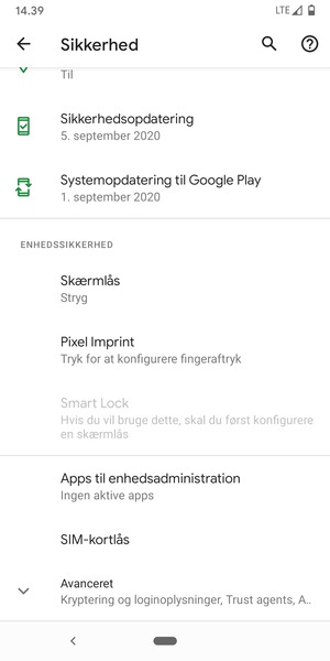 Scroll til og vælg SIM-kortlås
