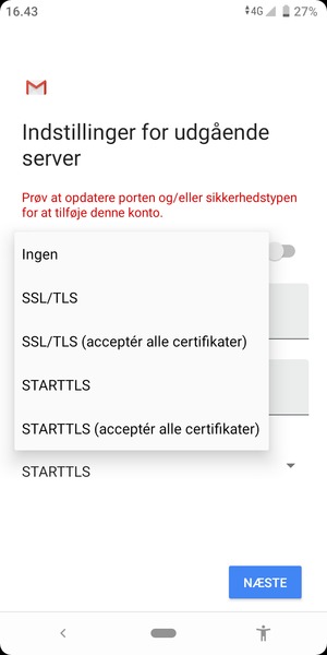 Vælg Ingen og NÆSTE