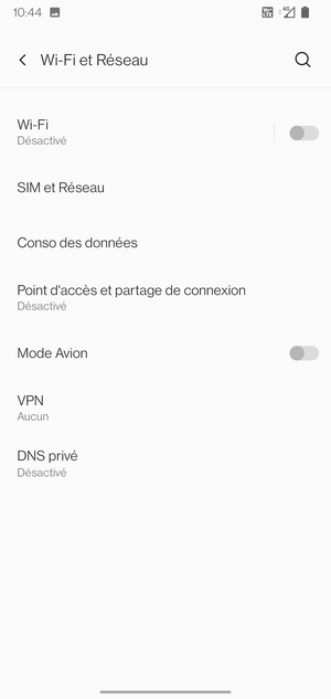 Sélectionnez SIM et Réseau