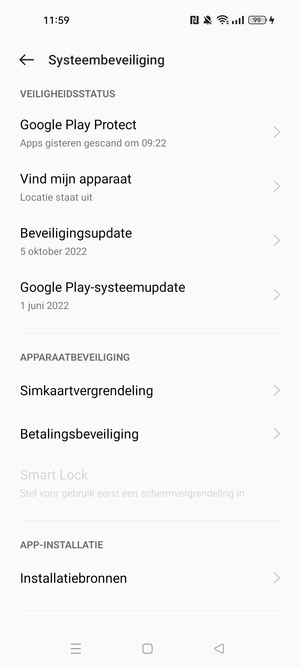 Scroll naar en selecteer Simkaartvergrendeling