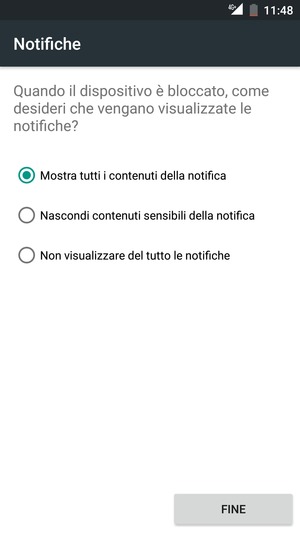 Seleziona la tua opzione preferita e poi FINE