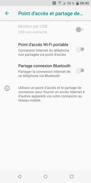 Sélectionnez Point d'accès Wi-Fi portable