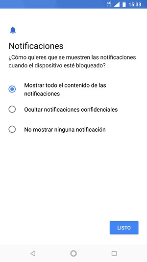 Seleccione la opción deseada y seleccione LISTO