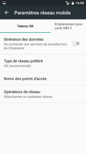 Pour changer de réseau en cas de problèmes de réseau, sélectionnez Opérateurs de réseau